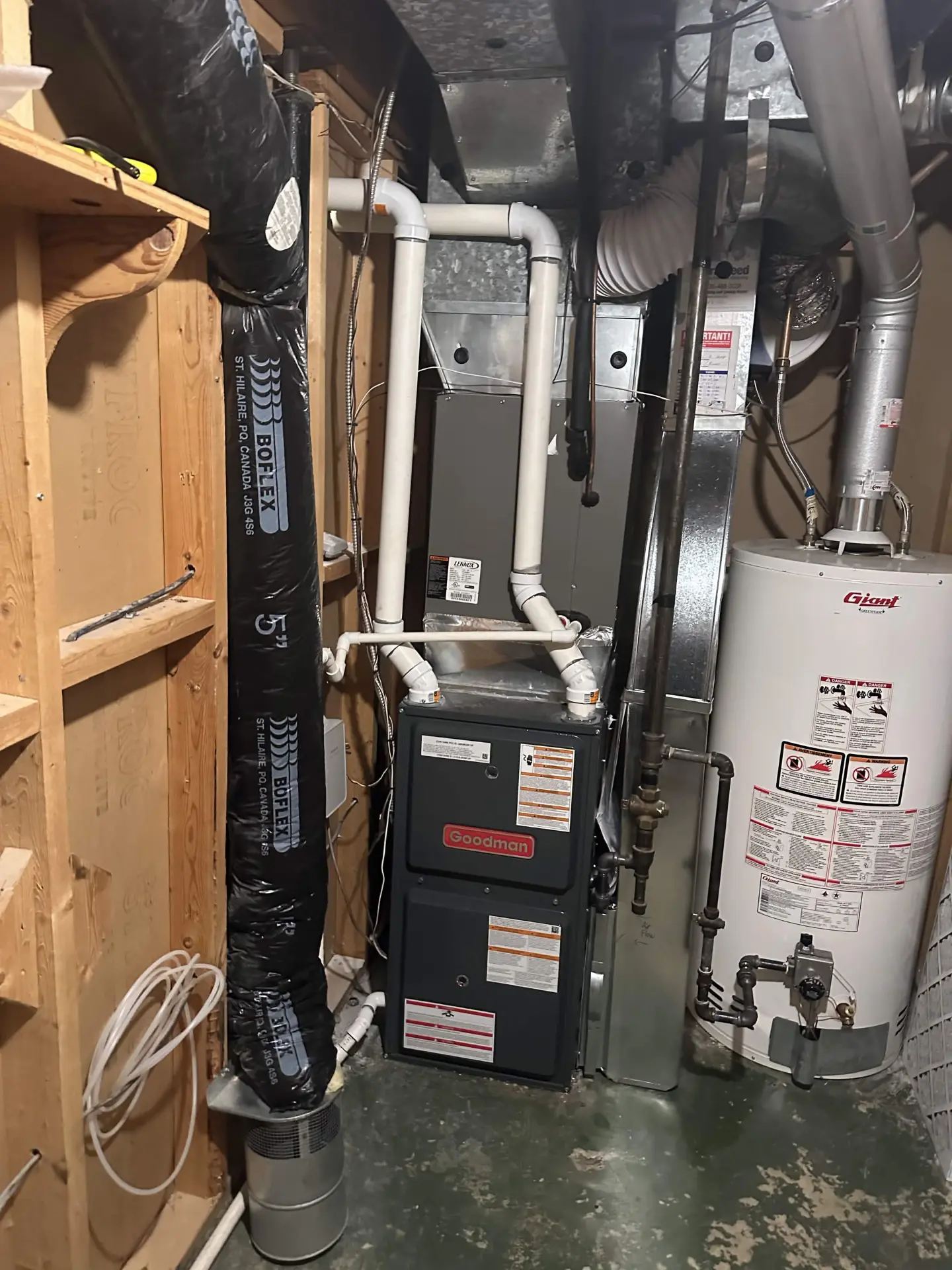 Goodman furnace and hot water tank installation in an Edmonton home